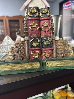 Decorative Nautical Bookend Set - Red, Green & Gold